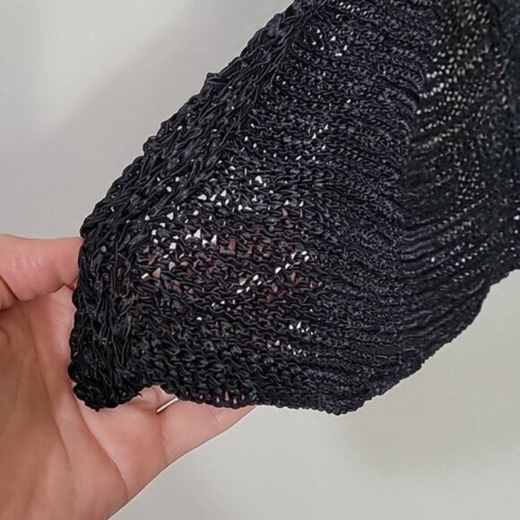 Y2K Coldwater Creek Open Knit Cardigan Bolero Size XL Black Goth Fairy Grunge - Picture 6 of 14